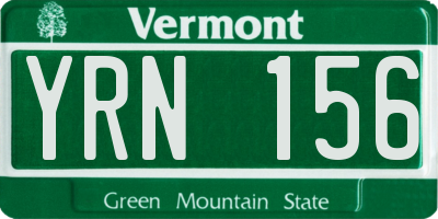 VT license plate YRN156