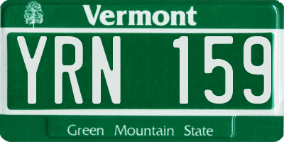 VT license plate YRN159