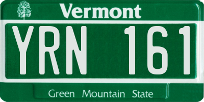 VT license plate YRN161