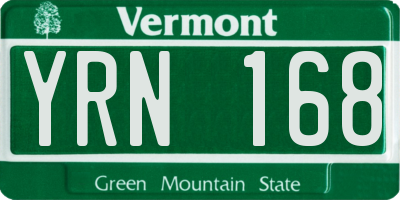 VT license plate YRN168