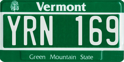 VT license plate YRN169