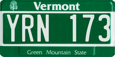 VT license plate YRN173