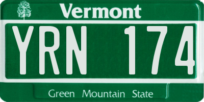 VT license plate YRN174