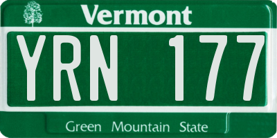 VT license plate YRN177