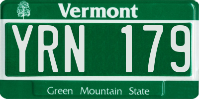 VT license plate YRN179