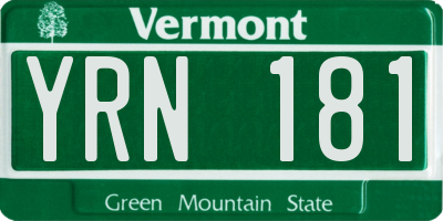 VT license plate YRN181
