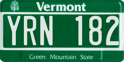 VT license plate YRN182