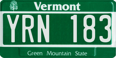 VT license plate YRN183