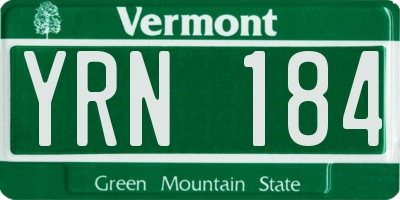 VT license plate YRN184