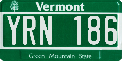 VT license plate YRN186