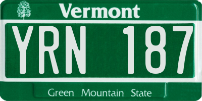 VT license plate YRN187