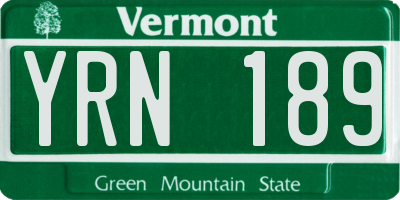 VT license plate YRN189