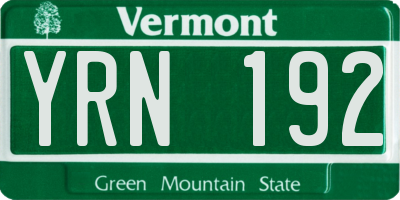 VT license plate YRN192