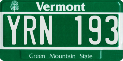 VT license plate YRN193