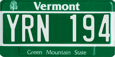 VT license plate YRN194