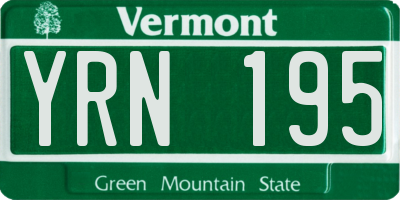 VT license plate YRN195