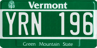 VT license plate YRN196