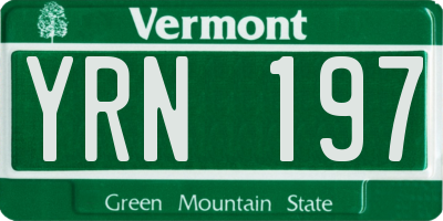 VT license plate YRN197