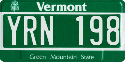 VT license plate YRN198