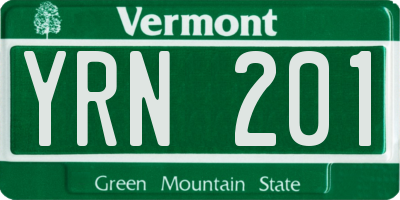 VT license plate YRN201