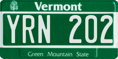 VT license plate YRN202