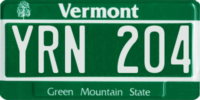 VT license plate YRN204