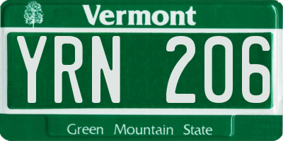VT license plate YRN206