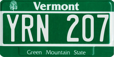 VT license plate YRN207