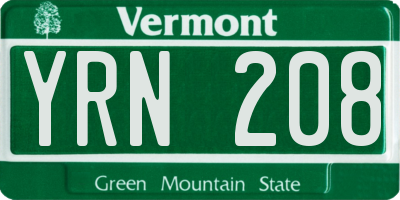 VT license plate YRN208