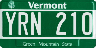 VT license plate YRN210