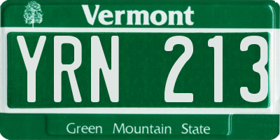 VT license plate YRN213