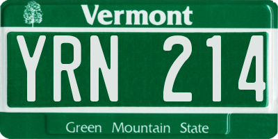 VT license plate YRN214