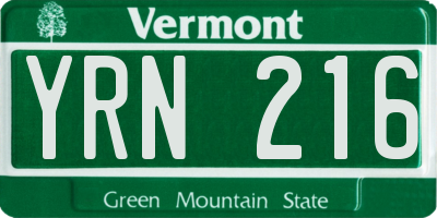 VT license plate YRN216