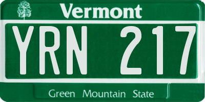 VT license plate YRN217