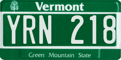 VT license plate YRN218