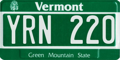 VT license plate YRN220