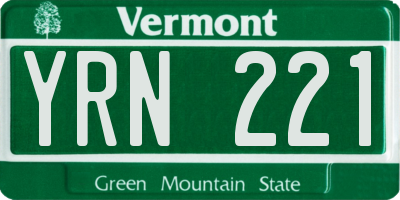 VT license plate YRN221