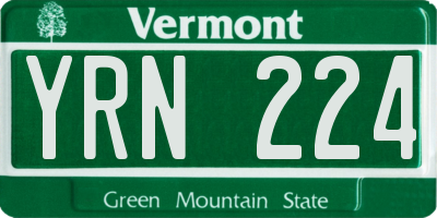 VT license plate YRN224
