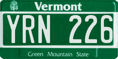VT license plate YRN226