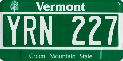 VT license plate YRN227