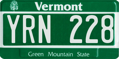 VT license plate YRN228