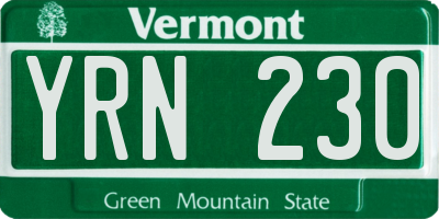 VT license plate YRN230