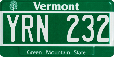 VT license plate YRN232