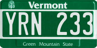 VT license plate YRN233