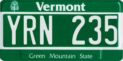 VT license plate YRN235
