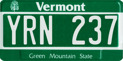VT license plate YRN237