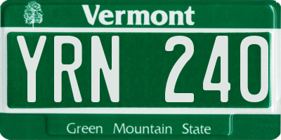 VT license plate YRN240