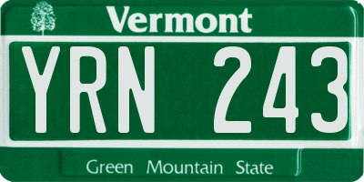 VT license plate YRN243