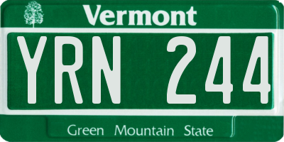 VT license plate YRN244