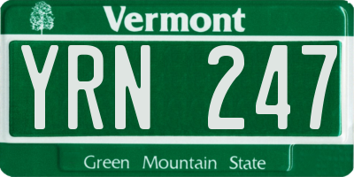 VT license plate YRN247